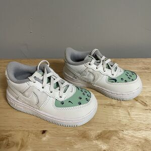Nike Force 1 Crib Toddler Size 7C White Blue Paw Prints Shoes